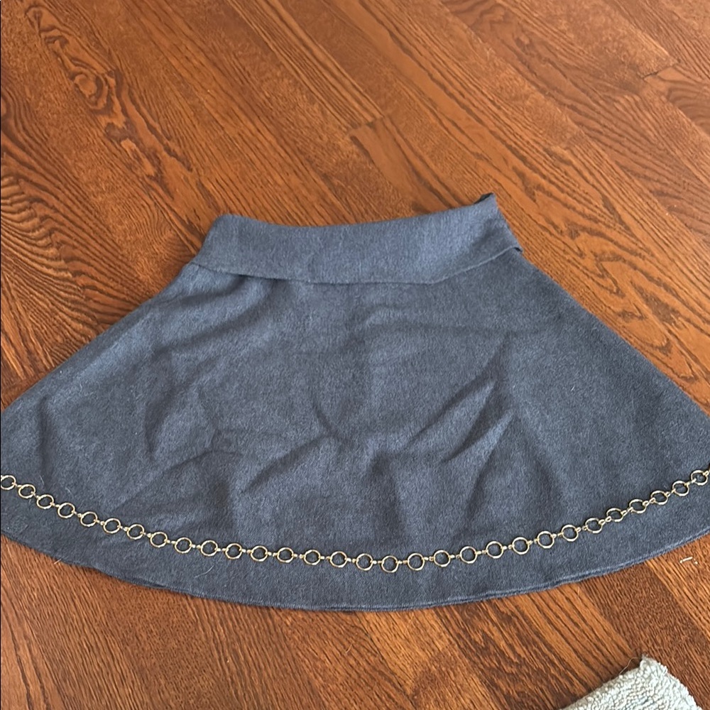 Zara Gray Skater Mini Skirt with Chain Detail